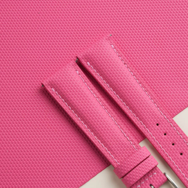 Padded Pink Sailcloth Rubber Watch Strap
