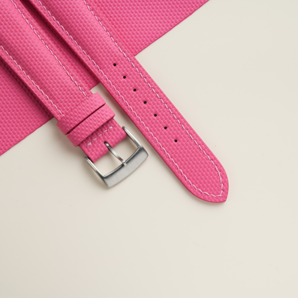 Padded Pink Sailcloth Rubber Watch Strap