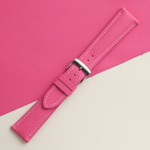 Padded Pink Sailcloth Rubber Watch Strap