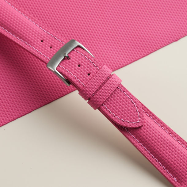 Padded Pink Sailcloth Rubber Watch Strap