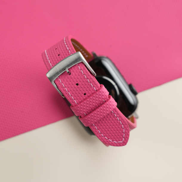 Pink Sailcloth Rubber Apple Watch Band