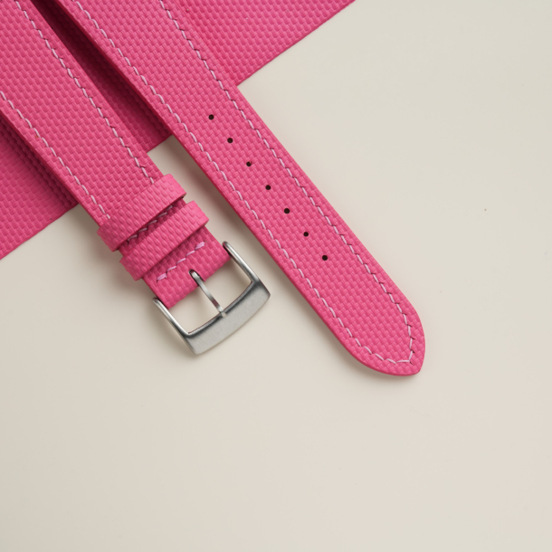 Pink Sailcloth Rubber Watch Strap