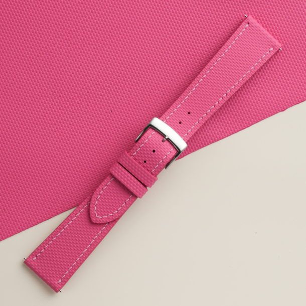 Pink Sailcloth Rubber Watch Strap