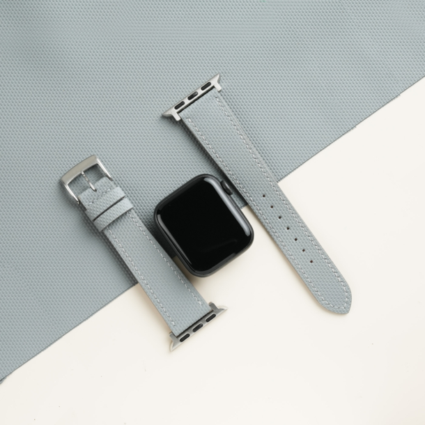 Light Grey Sailcloth Rubber Apple Watch Band