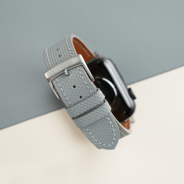 Light Grey Sailcloth Rubber Apple Watch Band