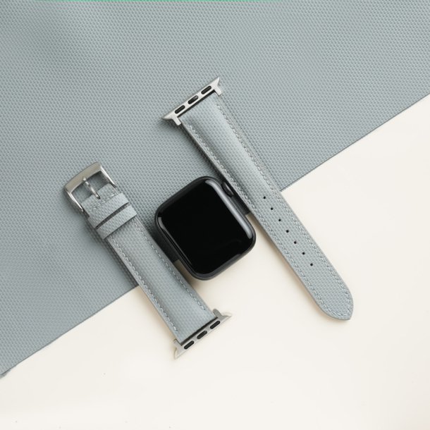 Padded Light Grey Sailcloth Rubber Apple Watch Band