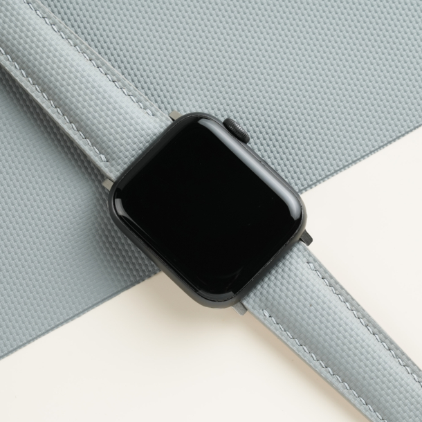Padded Light Grey Sailcloth Rubber Apple Watch Band