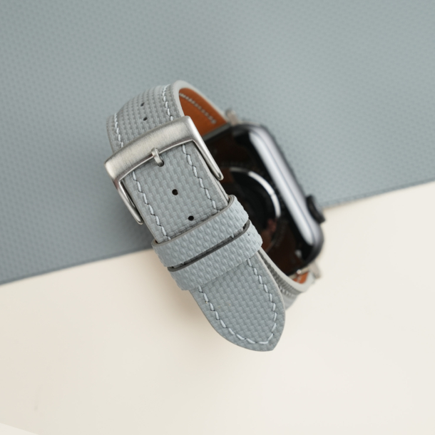 Padded Light Grey Sailcloth Rubber Apple Watch Band