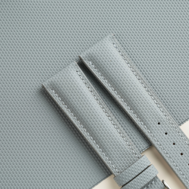 Padded Light Grey Sailcloth Rubber Watch Strap