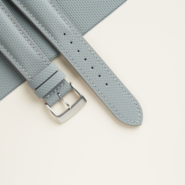 Padded Light Grey Sailcloth Rubber Watch Strap