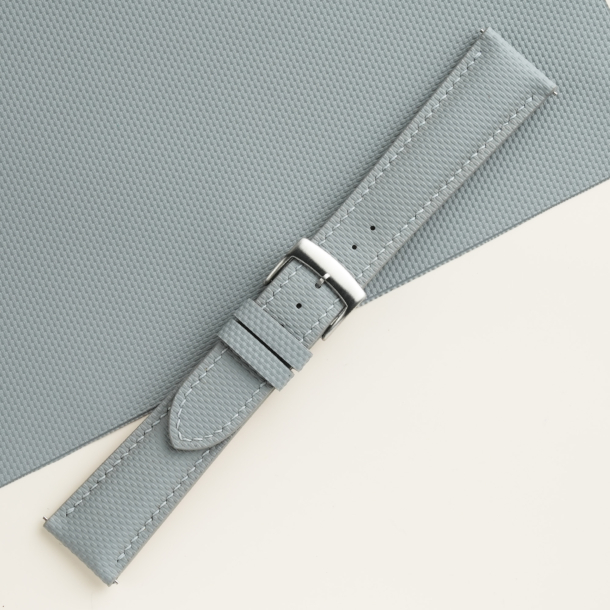 Padded Light Grey Sailcloth Rubber Watch Strap