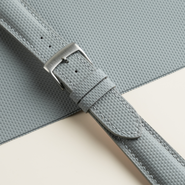 Padded Light Grey Sailcloth Rubber Watch Strap