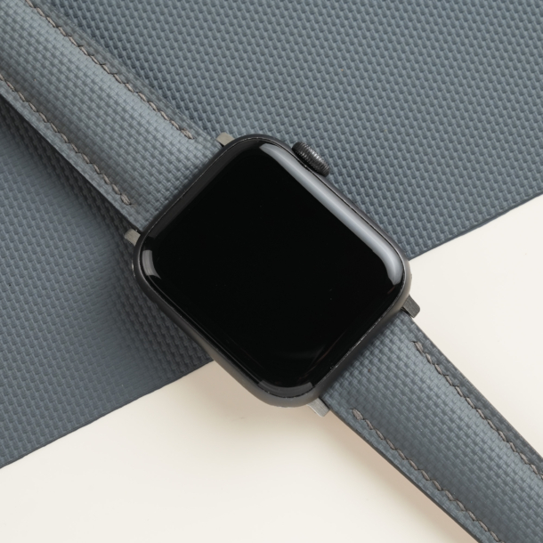 Padded Dark Grey Sailcloth Rubber Apple Watch Band