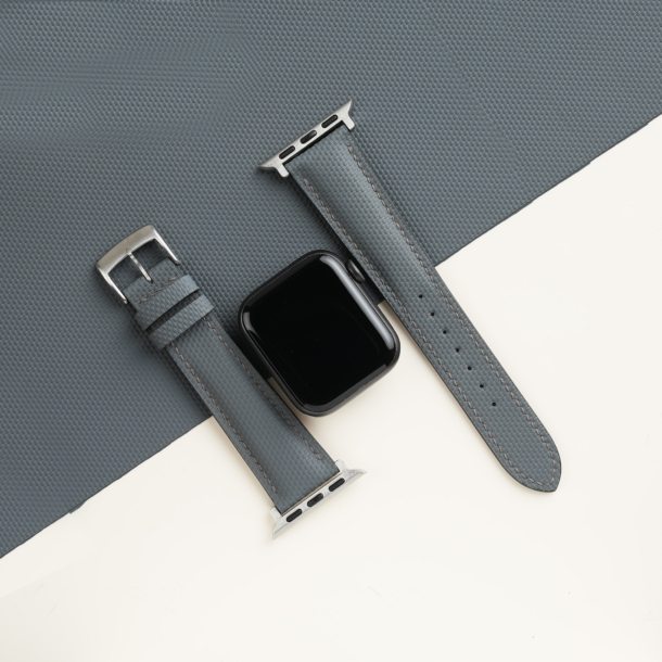 Padded Dark Grey Sailcloth Rubber Apple Watch Band