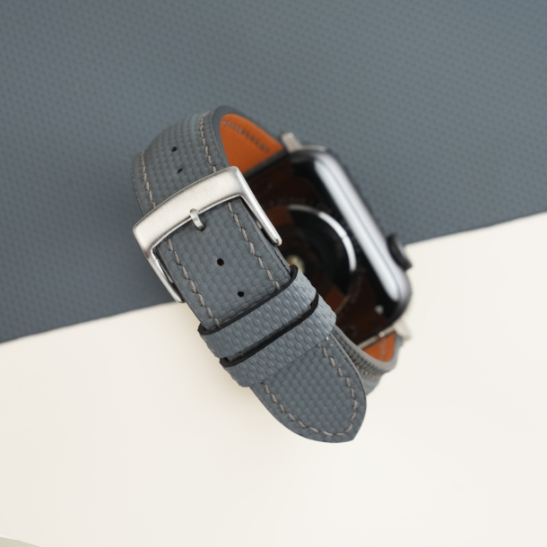 Padded Dark Grey Sailcloth Rubber Apple Watch Band