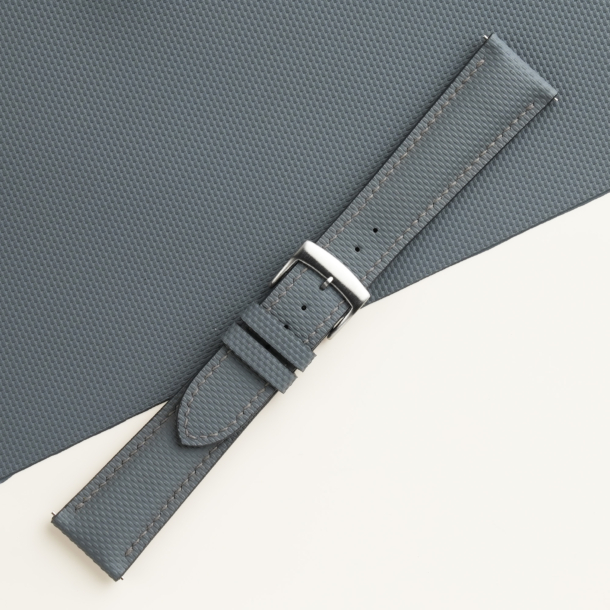 Padded Dark Grey Sailcloth Rubber Watch Strap