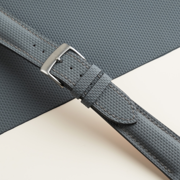Padded Dark Grey Sailcloth Rubber Watch Strap