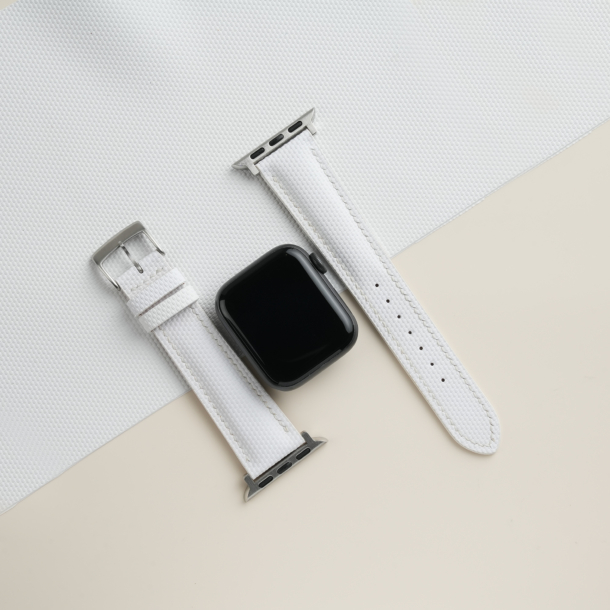Padded White Sailcloth Rubber Apple Watch Band