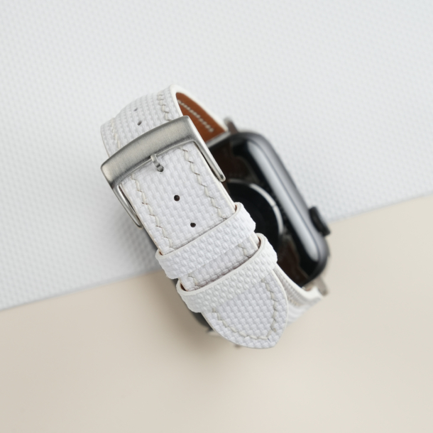 Padded White Sailcloth Rubber Apple Watch Band