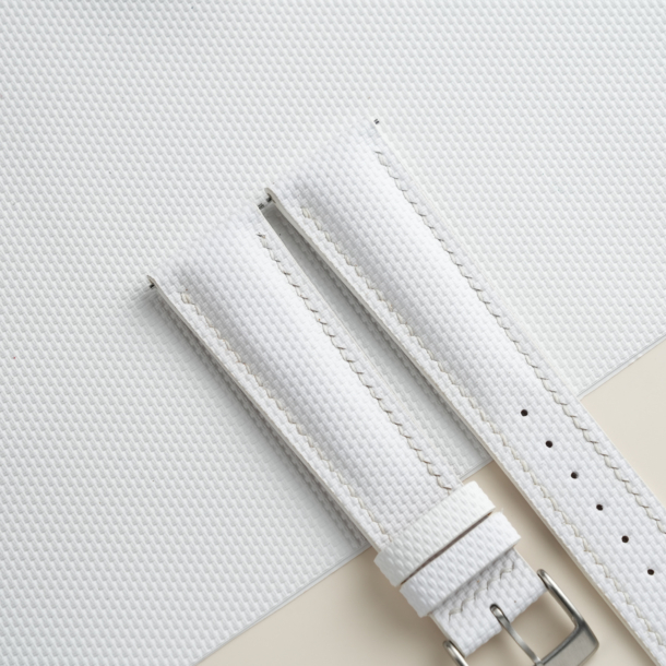 Padded White Sailcloth Rubber Watch Strap