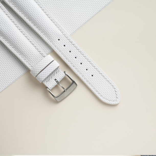 Padded White Sailcloth Rubber Watch Strap