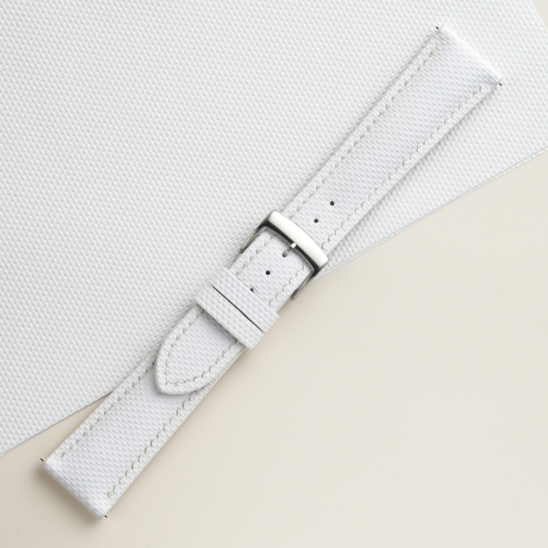 Padded White Sailcloth Rubber Watch Strap