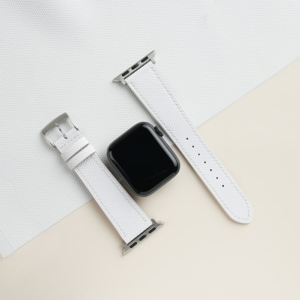 White Sailcloth Rubber Apple Watch Band