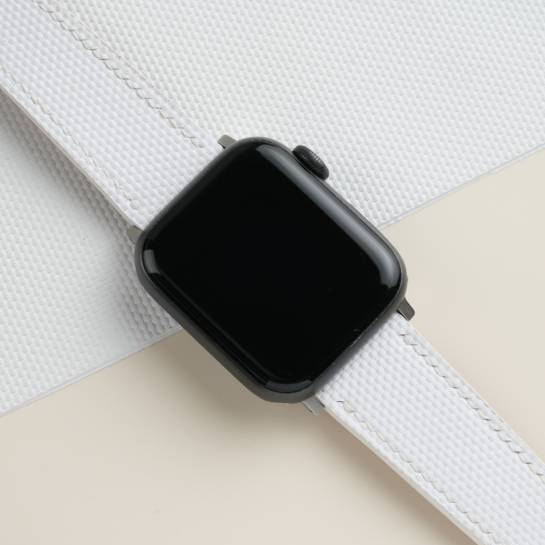 White Sailcloth Rubber Apple Watch Band