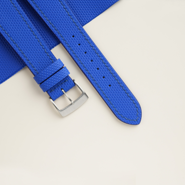 Blue Sailcloth Rubber Watch Strap