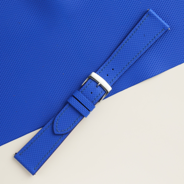 Blue Sailcloth Rubber Watch Strap