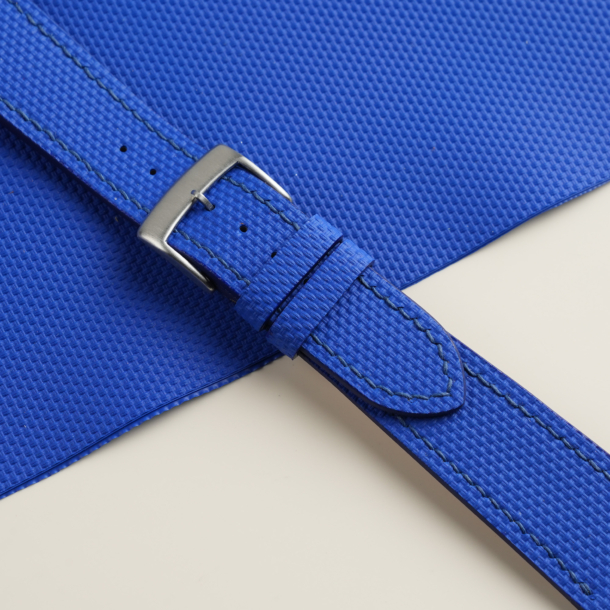Blue Sailcloth Rubber Watch Strap