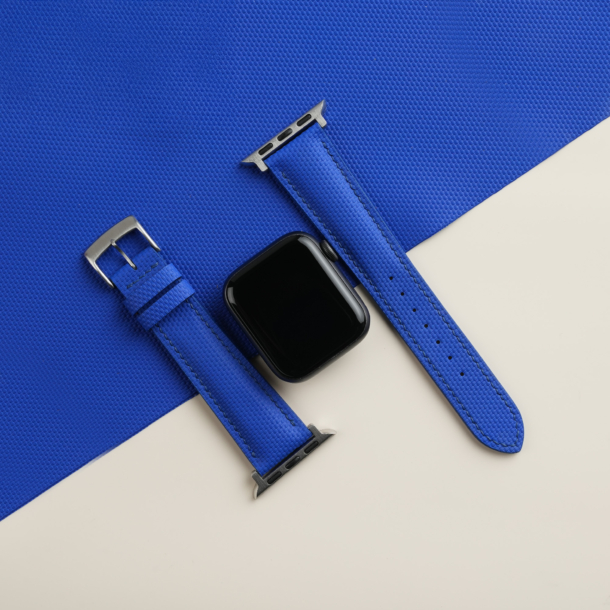Padded Blue Sailcloth Rubber Apple Watch Band