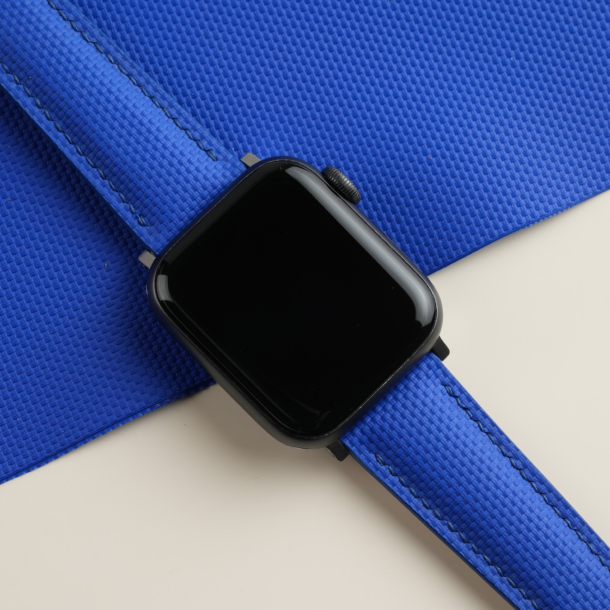 Padded Blue Sailcloth Rubber Apple Watch Band