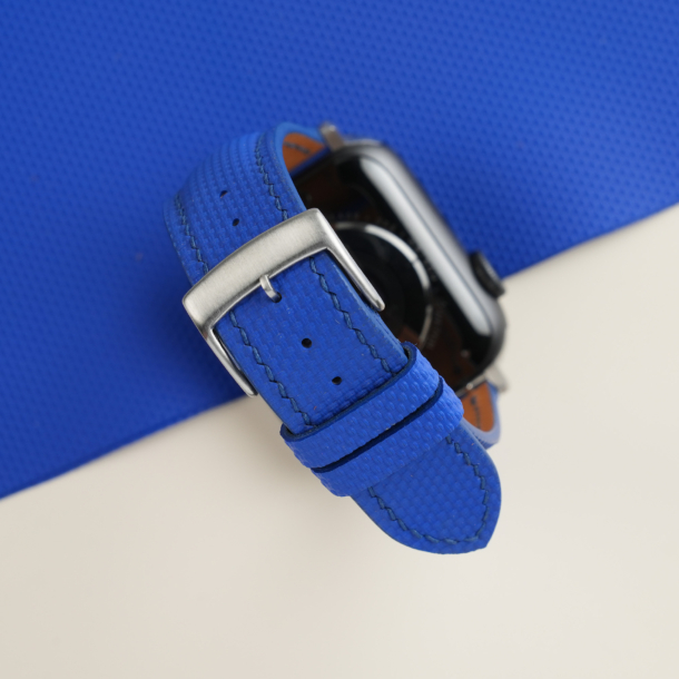 Padded Blue Sailcloth Rubber Apple Watch Band