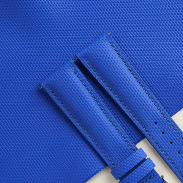 Padded Blue Sailcloth Rubber Watch Strap
