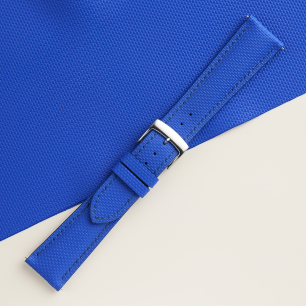 Padded Blue Sailcloth Rubber Watch Strap