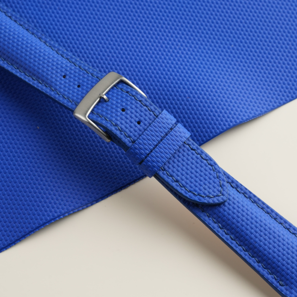 Padded Blue Sailcloth Rubber Watch Strap