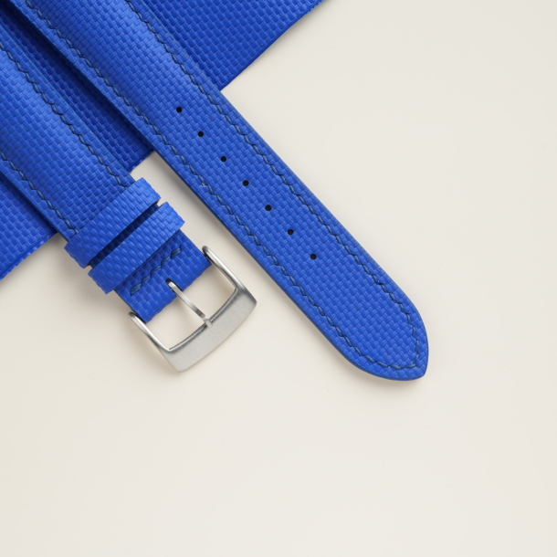 Padded Blue Sailcloth Rubber Watch Strap