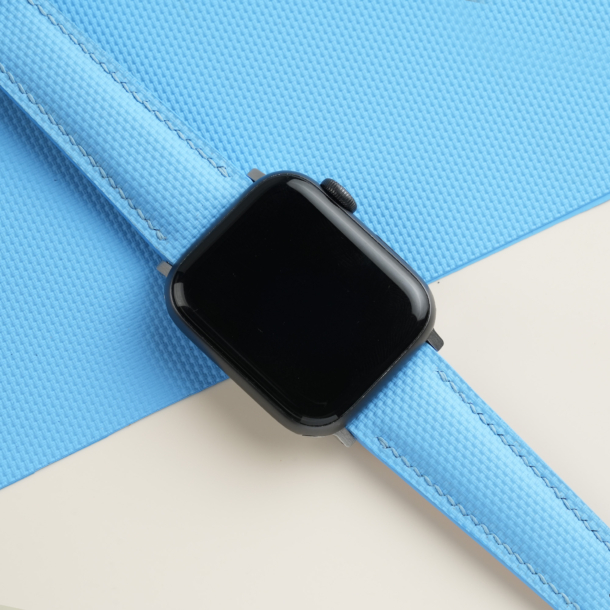 Padded Blue Miami Sailcloth Rubber Apple Watch Band