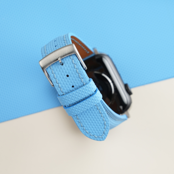 Padded Blue Miami Sailcloth Rubber Apple Watch Band