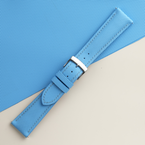 Padded Miami Blue Sailcloth Rubber Watch Strap
