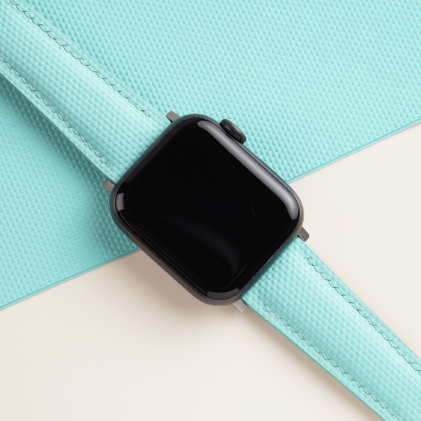 Padded Turquoise Sailcloth Rubber Apple Watch Band