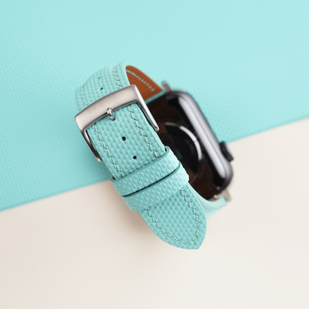 Padded Turquoise Sailcloth Rubber Apple Watch Band