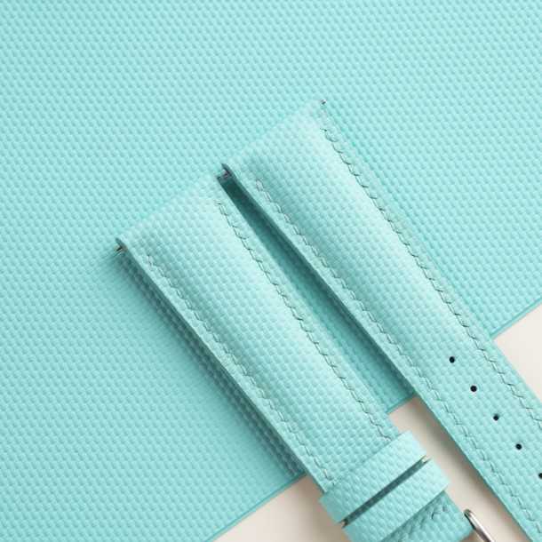 Padded Turquoise Sailcloth Rubber Watch Strap