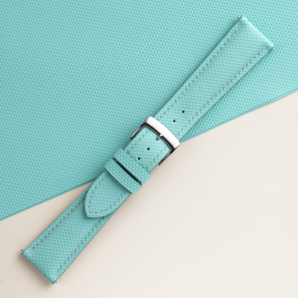Padded Turquoise Sailcloth Rubber Watch Strap