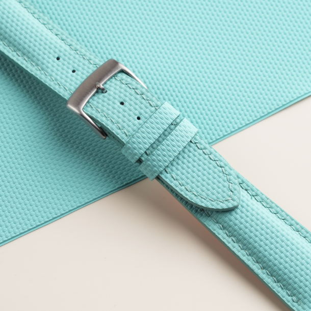 Padded Turquoise Sailcloth Rubber Watch Strap