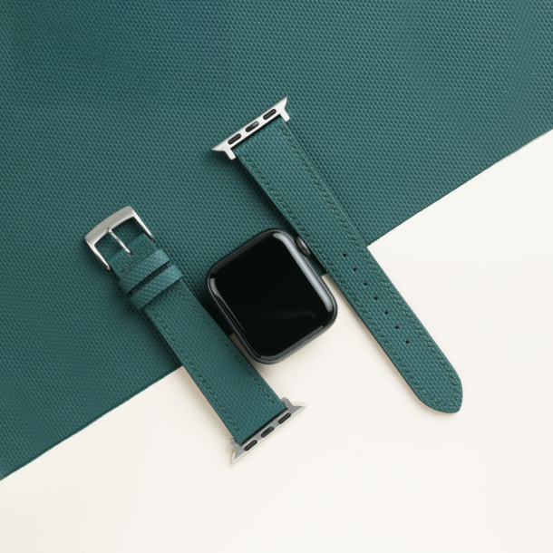 Aqua Green Sailcloth Rubber Apple Watch Band