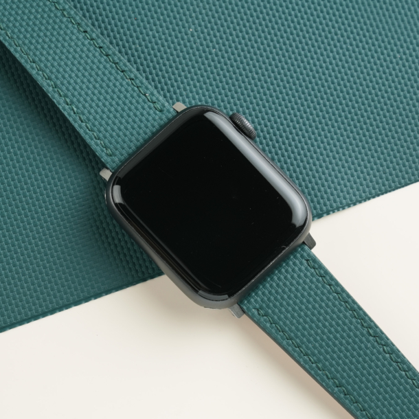 Aqua Green Sailcloth Rubber Apple Watch Band