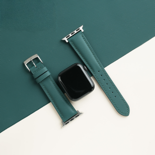 Padded Aqua Green Sailcloth Rubber Apple Watch Band