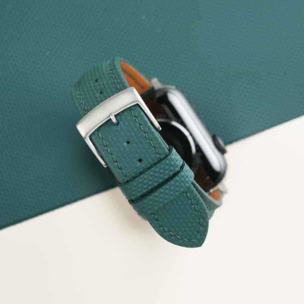 Padded Aqua Green Sailcloth Rubber Apple Watch Band